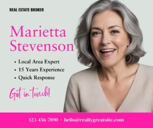 Marietta Stevenson (real estate broker concept Facebook art)